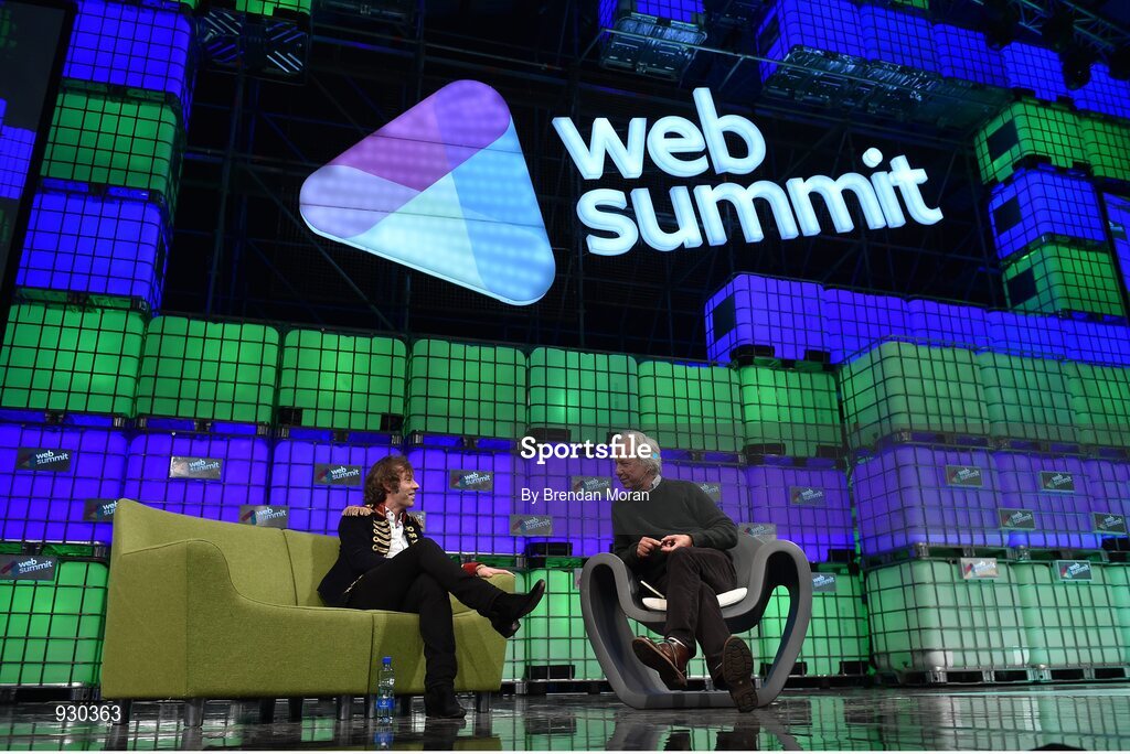4 November 2014; Michael Acton Smith, Founder, Mind Candy, in Conversation with Spencer Reiss, Wired, on the centre stage during Day 1 of the 2014 Web Summit in the RDS, Dublin, Ireland. Picture credit: Brendan Moran / SPORTSFILE / Web Summit