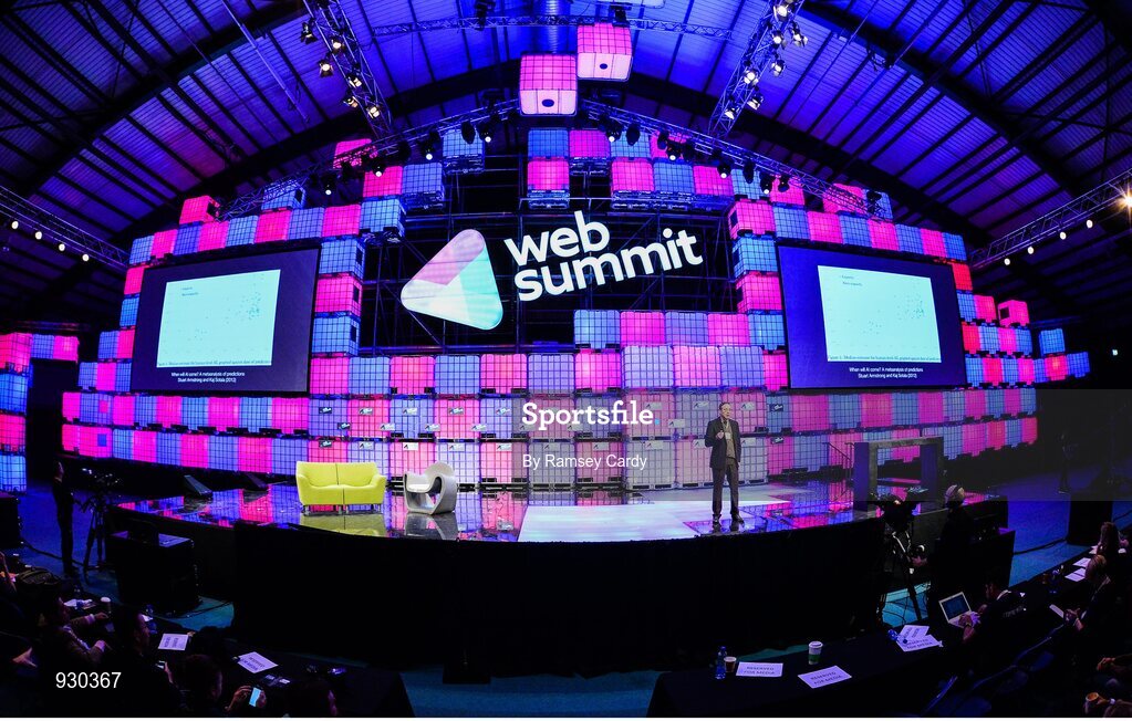4 November 2014; Gary Marcus, Scientist and Author of Future of The Brain, on the centre stage during Day 1 of the 2014 Web Summit in the RDS, Dublin, Ireland. Picture credit: Ramsey Cardy / SPORTSFILE / Web Summit