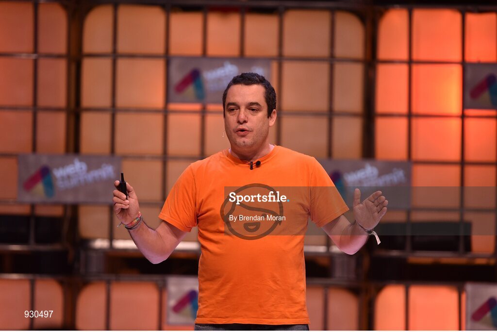 4 November 2014; Saul Klein, Partner, Index Ventures, gives The Klein Report on the centre stage during Day 1 of the 2014 Web Summit in the RDS, Dublin, Ireland. Picture credit: Brendan Moran / SPORTSFILE / Web Summit
