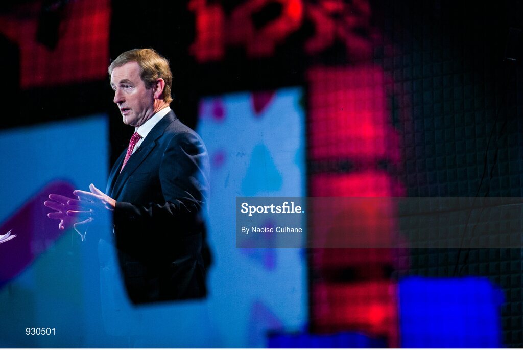 4 November 2014; An Taoiseach Enda Kenny addresses the delegates on the centre stage during Day 1 of the 2014 Web Summit in the RDS, Dublin, Ireland. Picture credit: Naoise Culhane / SPORTSFILE / Web Summit