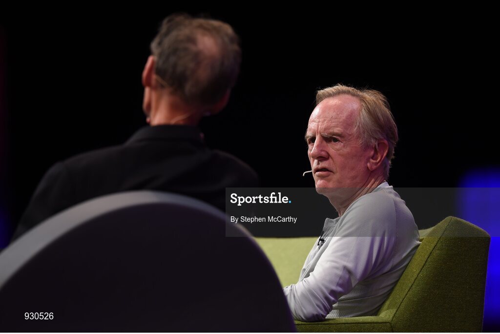 4 November 2014; John Sculley, Former CEO, Apple, in conversation with David Carr, Journalist and Author, The New York Times, on the centre stage during Day 1 of the 2014 Web Summit in the RDS, Dublin, Ireland. Picture credit: Stephen McCarthy / SPORTSFILE / Web Summit