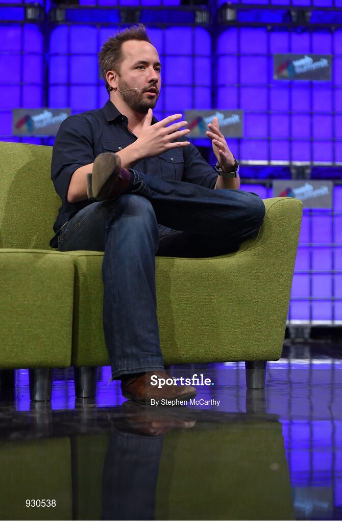 4 November 2014; Drew Houston, Founder, Dropbox, on the centre stage during Day 1 of the 2014 Web Summit in the RDS, Dublin, Ireland. Picture credit: Stephen McCarthy / SPORTSFILE / Web Summit