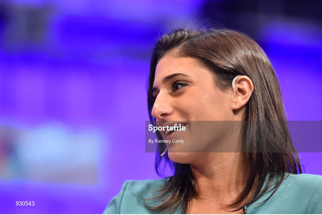 4 November 2014; Laurie Segall, Tech Reporter, CNN, on the centre stage during Day 1 of the 2014 Web Summit in the RDS, Dublin, Ireland. Picture credit: Ramsey Cardy / SPORTSFILE / Web Summit