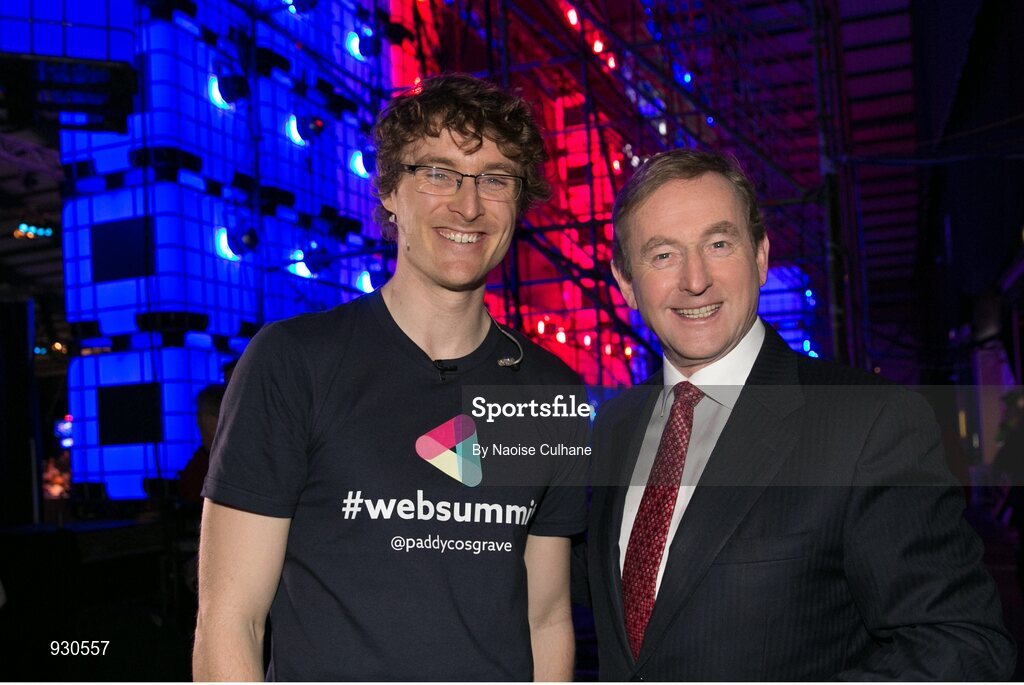 4 November 2014; An Taoiseach Enda Kenny with Paddy Cosgrave, Founder and CEO, Web Summit, backstage at the centre stage during Day 1 of the 2014 Web Summit in the RDS, Dublin, Ireland. Picture credit: Naoise Culhane / SPORTSFILE / Web Summit