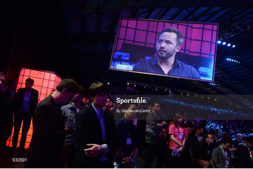 4 November 2014; Drew Houston, Founder, Dropbox, on the centre stage during Day 1 of the 2014 Web Summit in the RDS, Dublin, Ireland. Picture credit: Stephen McCarthy / SPORTSFILE / Web Summit