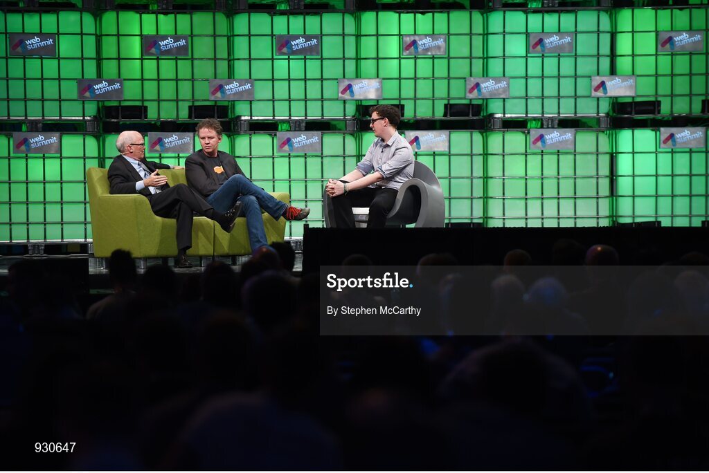 4 November 2014; Stewart Baker, Partner, Steptoe & Johnson; Matthew Prince, Founder, Cloudflare; and James Ball, Journalist, The Guardian discuss Is There a Right to Privacy? on the centre stage during Day 1 of the 2014 Web Summit in the RDS, Dublin, Ireland. Picture credit: Stephen McCarthy / SPORTSFILE / Web Summit