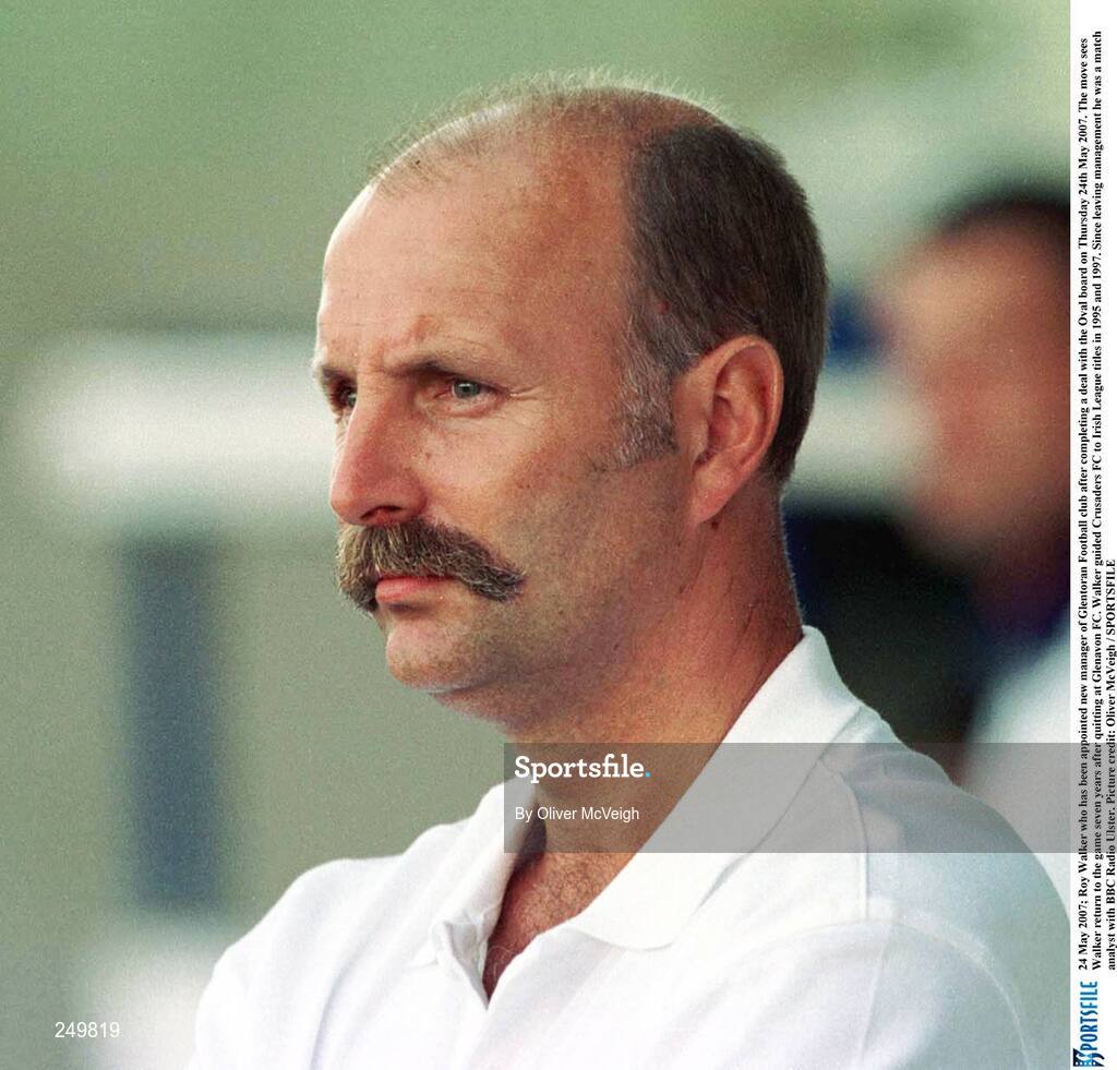 24 May 2007; Roy Walker who has been appointed new manager of Glentoran Football club after completing a deal with the Oval board on Thursday 24th May 2007. The move sees Walker return to the game seven years after quitting at Glenavon FC. Walker guided Crusaders FC to Irish League titles in 1995 and 1997. Since leaving management he was a match analyst with BBC Radio Ulster. Picture credit: Oliver McVeigh / SPORTSFILE