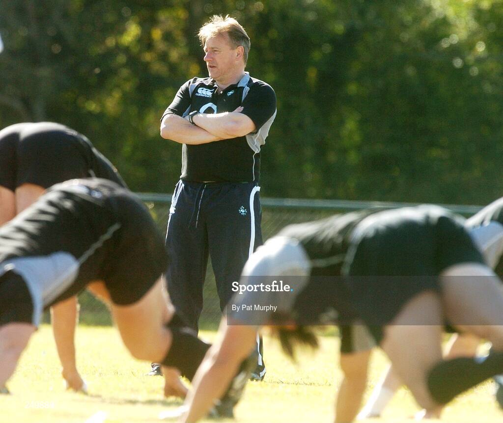 25 May 2007; Ireland head coach Eddie O'Sullivan watches his players warm up during the Captain's Run. Santa Fe Rugby Club, Santa Fe, Argentina. Picture credit: Pat Murphy / SPORTSFILE
