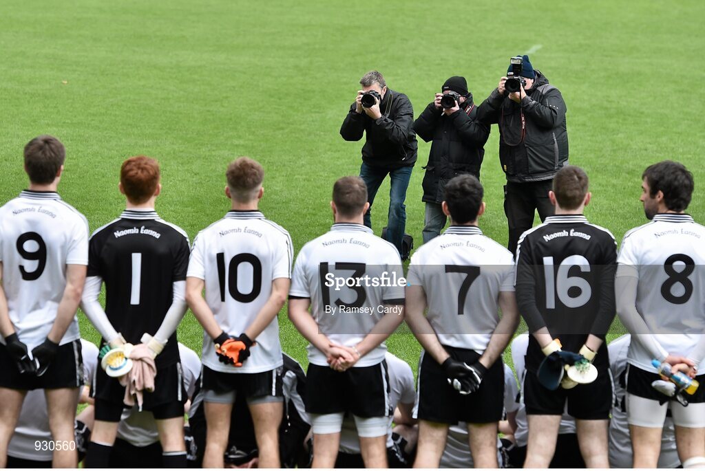 2 November 2014; The Omagh St Enda’s squad pose for the traditional pre-match photograph. AIB Ulster GAA Football Senior Club Championship, Quarter-Final, Omagh St Enda’s v Crossmaglen Rangers, Healy Park, Omagh, Co. Tyrone. Picture credit: Ramsey Cardy / SPORTSFILE