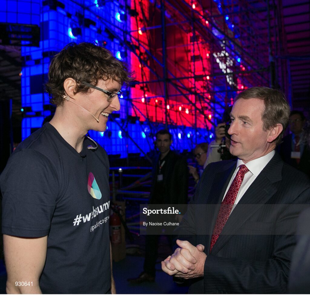 4 November 2014; An Taoiseach Enda Kenny with Paddy Cosgrave, Founder and CEO, Web Summit, backstage at the centre stage during Day 1 of the 2014 Web Summit in the RDS, Dublin, Ireland. Picture credit: Naoise Culhane / SPORTSFILE / Web Summit