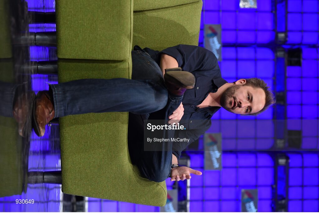 4 November 2014; Drew Houston, Founder, Dropbox, on the centre stage during Day 1 of the 2014 Web Summit in the RDS, Dublin, Ireland. Picture credit: Stephen McCarthy / SPORTSFILE / Web Summit