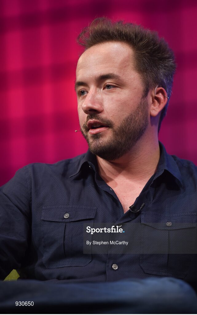 4 November 2014; Drew Houston, Founder, Dropbox, on the centre stage during Day 1 of the 2014 Web Summit in the RDS, Dublin, Ireland. Picture credit: Stephen McCarthy / SPORTSFILE / Web Summit