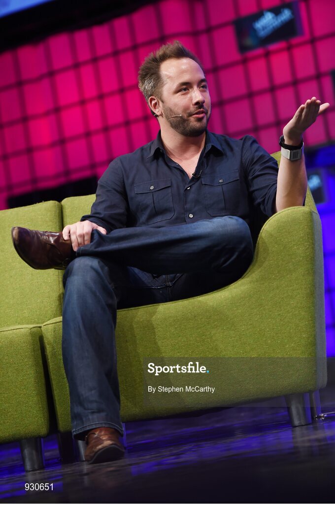 4 November 2014; Drew Houston, Founder, Dropbox, on the centre stage during Day 1 of the 2014 Web Summit in the RDS, Dublin, Ireland. Picture credit: Stephen McCarthy / SPORTSFILE / Web Summit