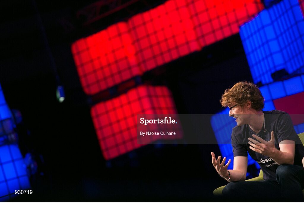4 November 2014; Paddy Cosgrave, Founder and CEO, Web Summit, on the centre stage during Day 1 of the 2014 Web Summit in the RDS, Dublin, Ireland. Picture credit: Naoise Culhane / SPORTSFILE / Web Summit