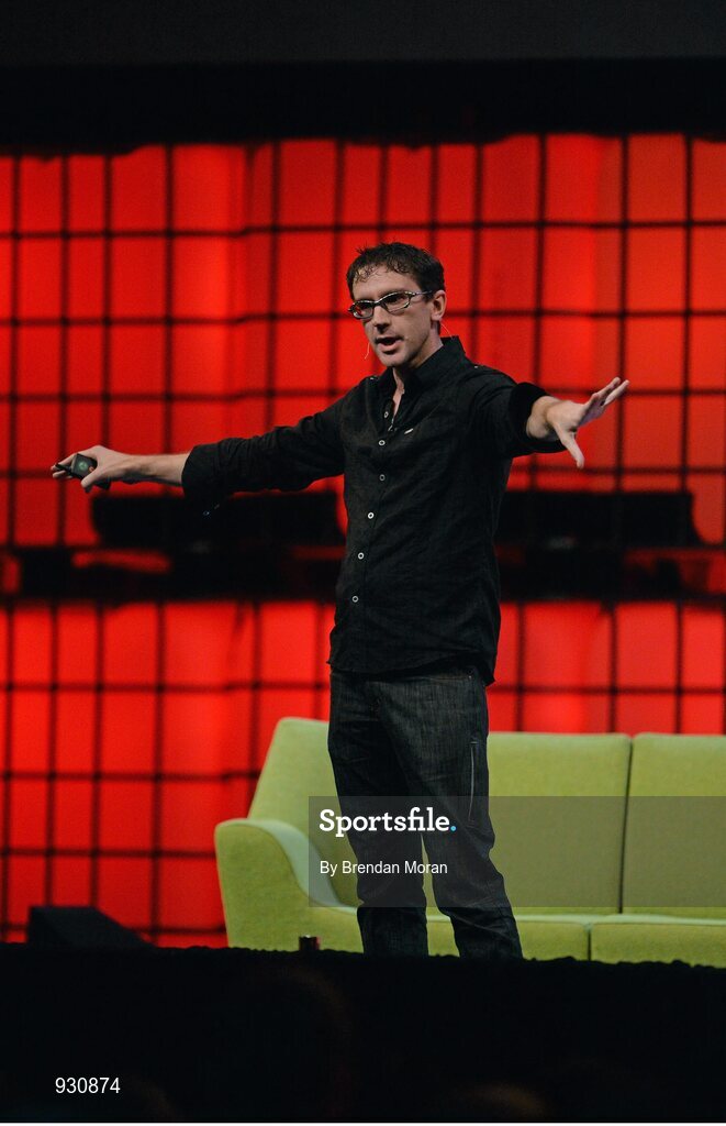 4 November 2014; Pablos Holman, Inventor, Intellectual Ventures Lab, talks about How to Be a Hacker, on the centre stage during Day 1 of the 2014 Web Summit in the RDS, Dublin, Ireland. Picture credit: Brendan Moran / SPORTSFILE / Web Summit