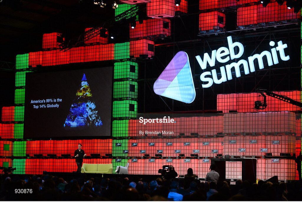 4 November 2014; Pablos Holman, Inventor, Intellectual Ventures Lab, talks about How to Be a Hacker, on the centre stage during Day 1 of the 2014 Web Summit in the RDS, Dublin, Ireland. Picture credit: Brendan Moran / SPORTSFILE / Web Summit
