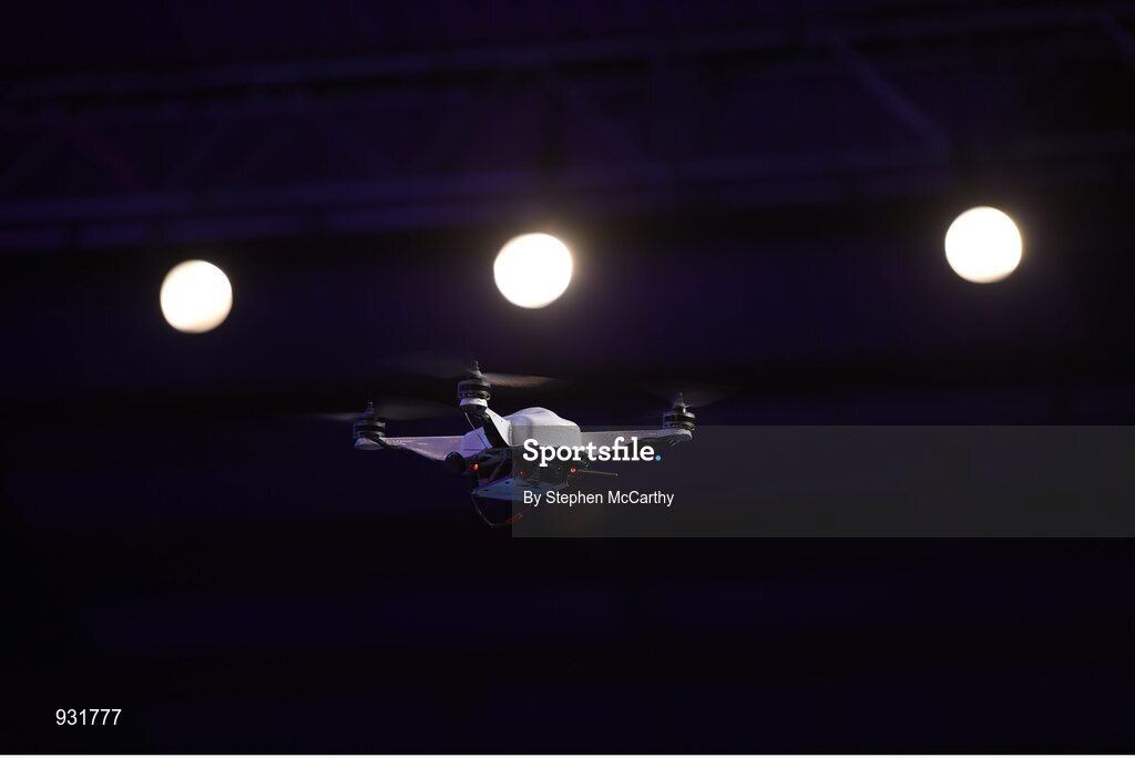 6 November 2014; Drones on the centre stage during Day 3 of the 2014 Web Summit in the RDS, Dublin, Ireland. Picture credit: Stephen McCarthy / SPORTSFILE / Web Summit