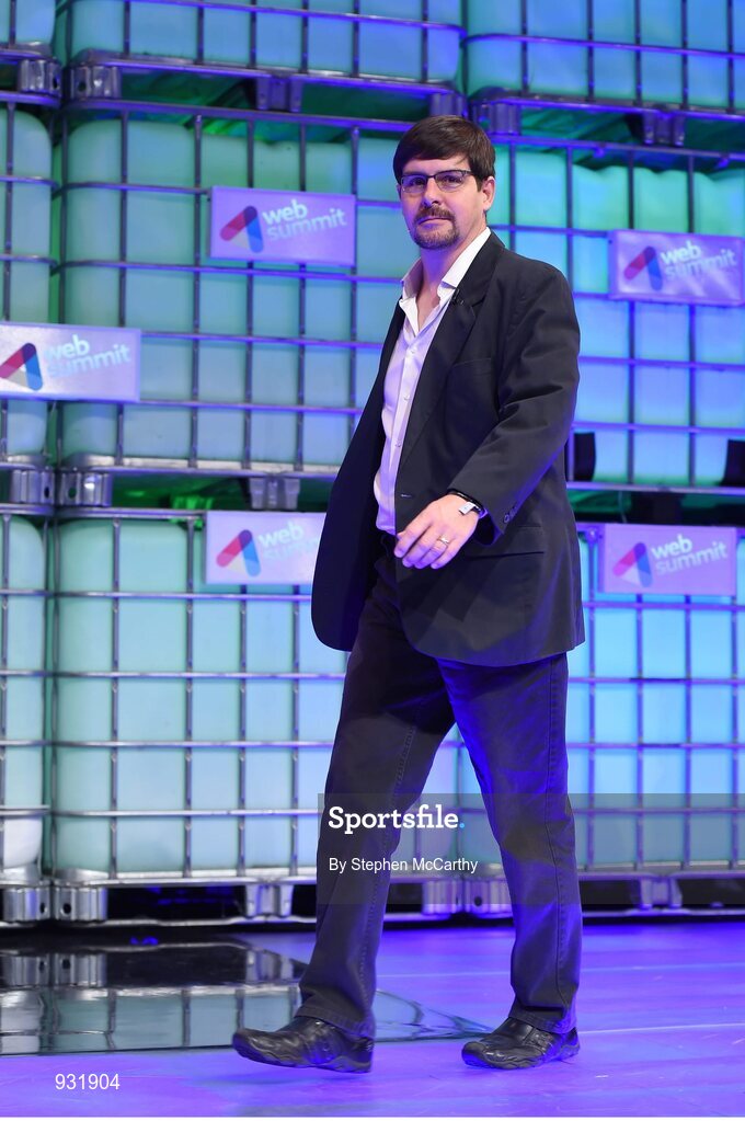 6 November 2014; Gavin Andresen, Chief Scientist, Bitcoin Foundation, on the centre stage during Day 3 of the 2014 Web Summit in the RDS, Dublin, Ireland. Picture credit: Stephen McCarthy / SPORTSFILE / Web Summit