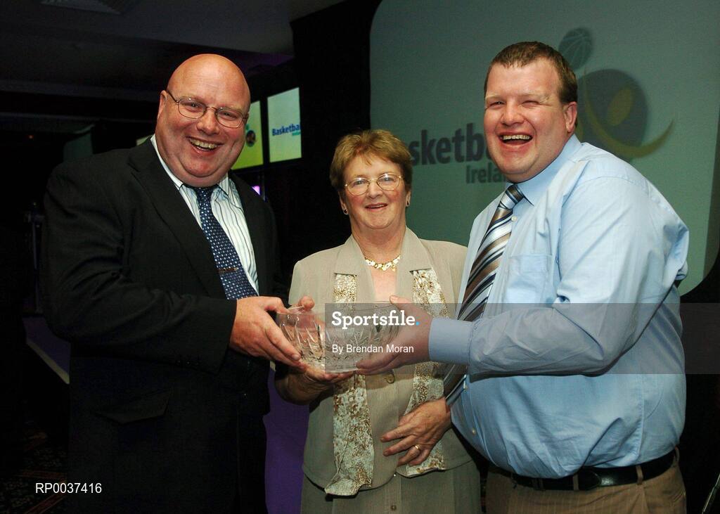 26 May 2007; At the Basketball Ireland annual awards, from left, Kieran Doherty, Kitty Glavin and John Glavin, from Donoughmore, Co. Cork. Basketball Ireland Annual Awards 2007, Citywest Hotel, Conference, Leisure & Golf Resort, Saggart, Co Dublin. Picture credit: Brendan Moran / SPORTSFILE