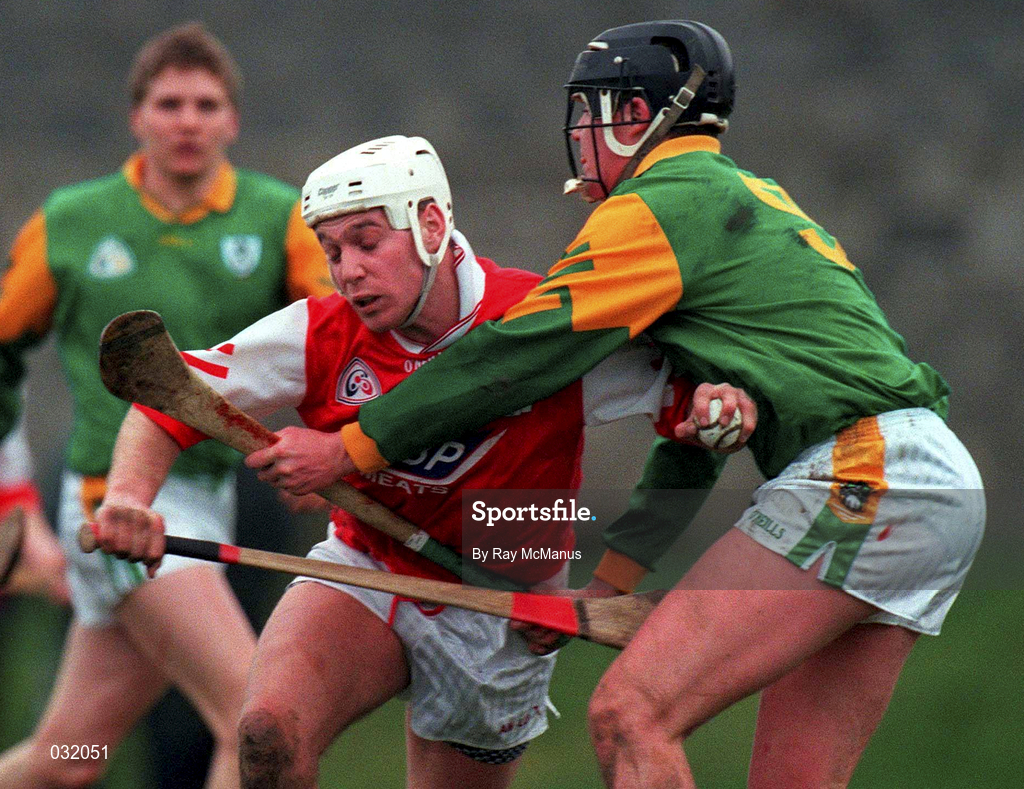 30 January 2000; Aiden Carter of Louth in action against Nicky Horan of Meath during the Kehoe Cup Quarter-Final match between Meath and Louth at Pairc Naomh Brid in Dundalk, Louth. Photo by Ray McManus/Sportsfile