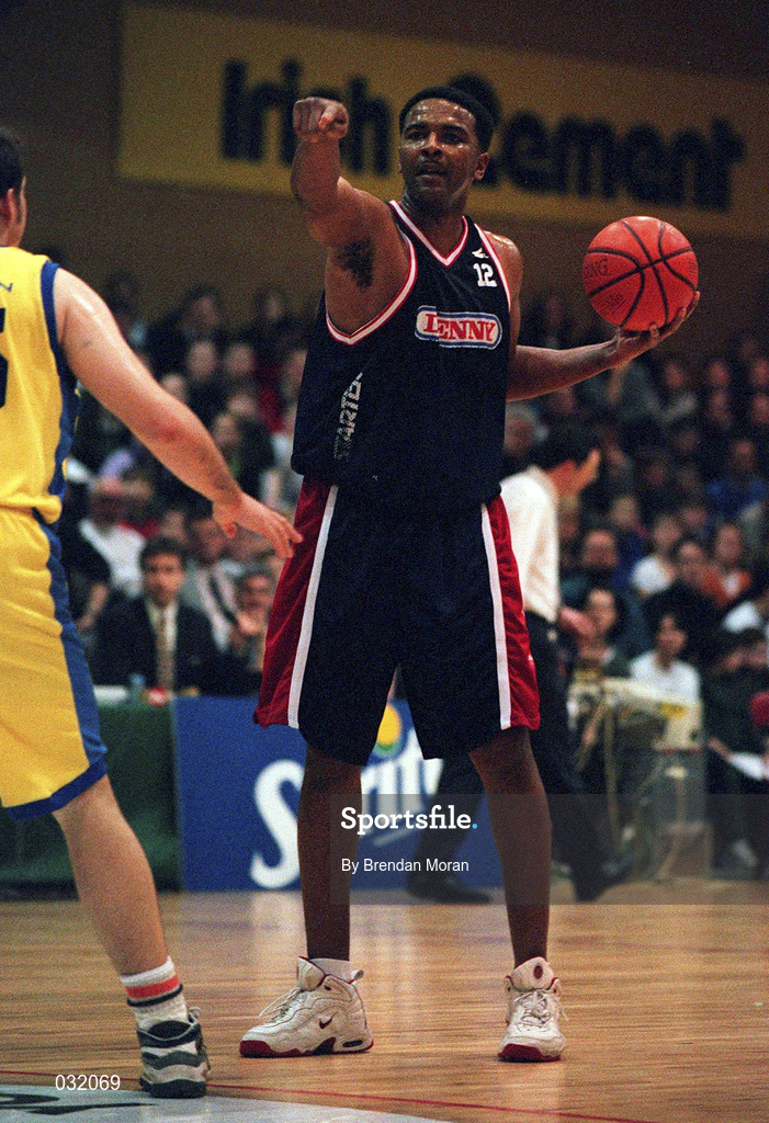 29 January 1999; Denny Notre Dame player-coach Anthony Jenkins during the Men's Basketball Sprite Cup Semi-Final match between Denny Notre Dame and St Vincent's at the National Basketball Arena in Tallaght, Dublin. Photo by Brendan Moran/Sportsfile