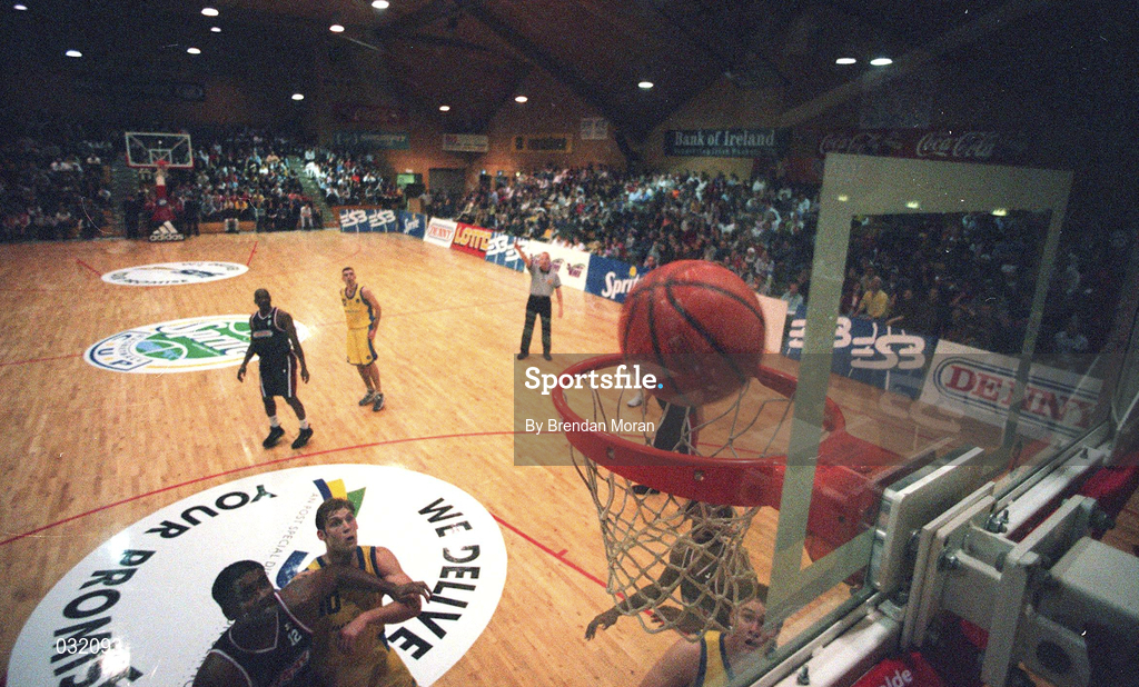 29 January 1999; A general view the action during the Men's Basketball Sprite Cup Semi-Final match between Denny Notre Dame and St Vincent's at the National Basketball Arena in Tallaght, Dublin. Photo by Brendan Moran/Sportsfile