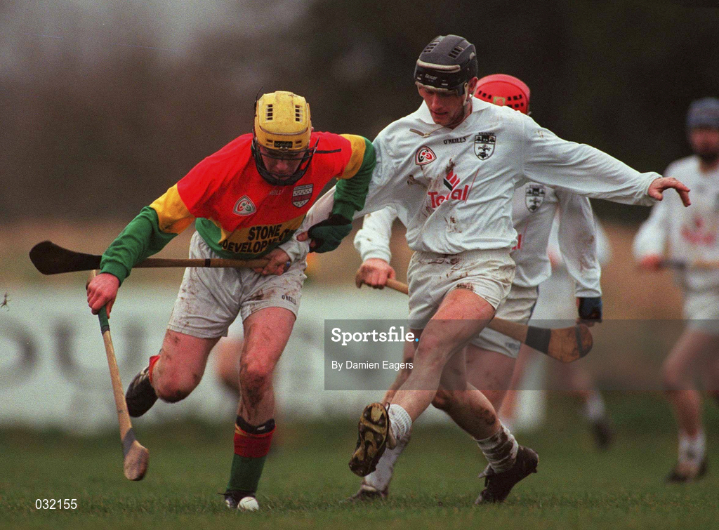 30 January 2000; Colin Boran of Kildare in action against Christy Coady of Carlow during the Keogh Cup Quarter-Final match between Kildare and Carlow at Naas GAA Grounds in Kildare. Photo by Damien Eagers/Sportsfile