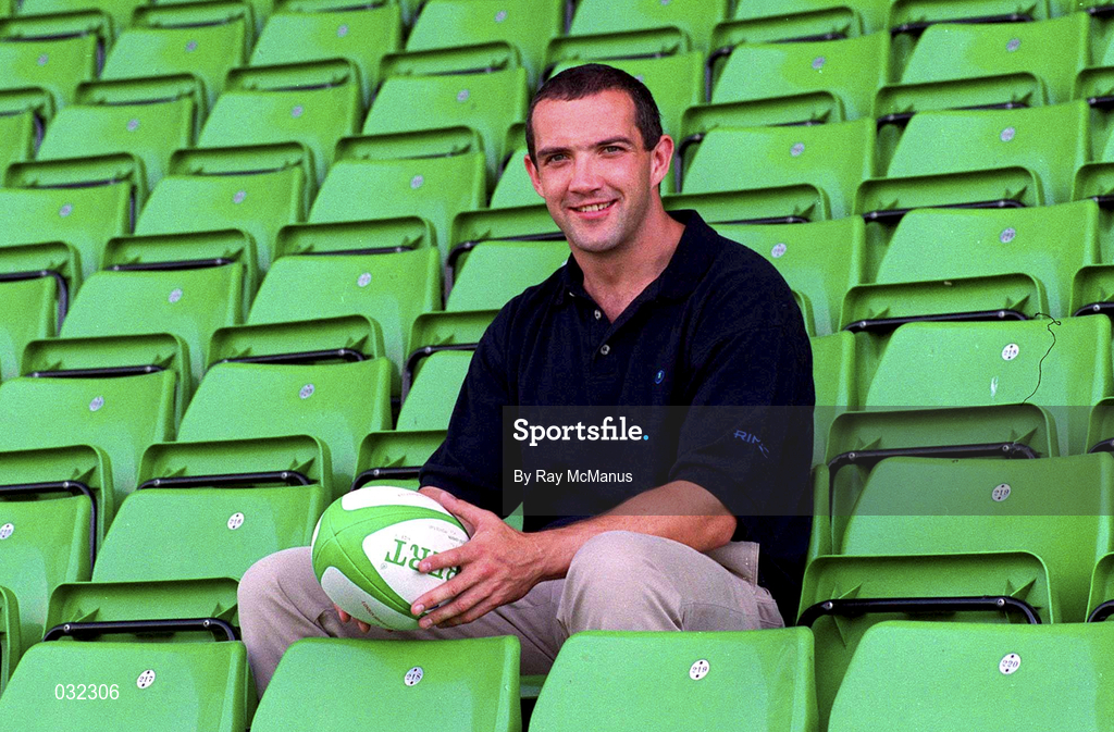 2 September 1999; London Irish captain Conor O'Shea poses for a portait during an announcement, at The Stoop in London, England, that Aer Lingus will be the club's new sponsor. Photo by Ray McManus/Sportsfile
