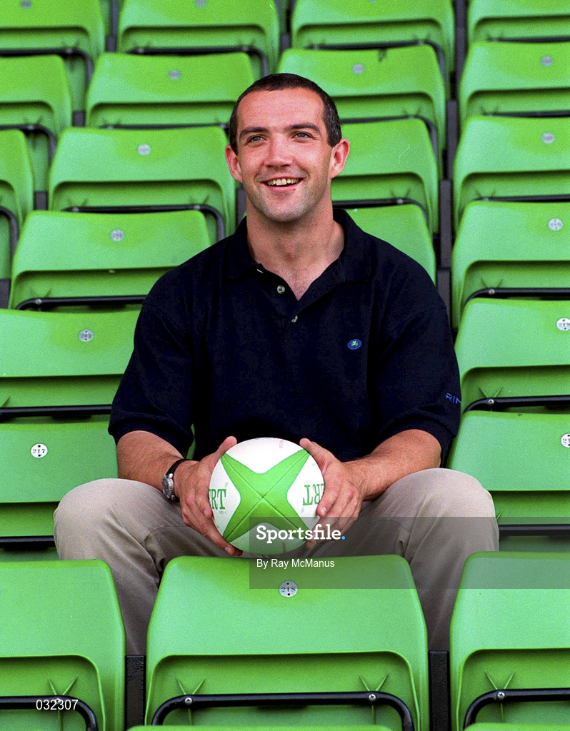 2 September 1999; London Irish captain Conor O'Shea poses for a portait during an announcement, at The Stoop in London, England, that Aer Lingus will be the club's new sponsor. Photo by Ray McManus/Sportsfile