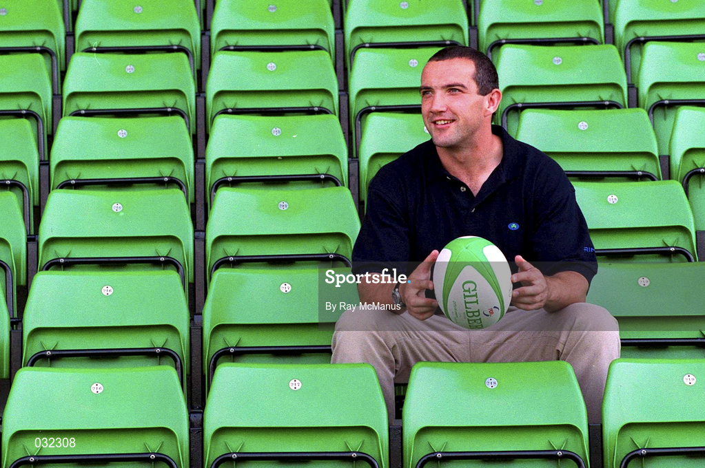 2 September 1999; London Irish captain Conor O'Shea poses for a portait during an announcement, at The Stoop in London, England, that Aer Lingus will be the club's new sponsor. Photo by Ray McManus/Sportsfile