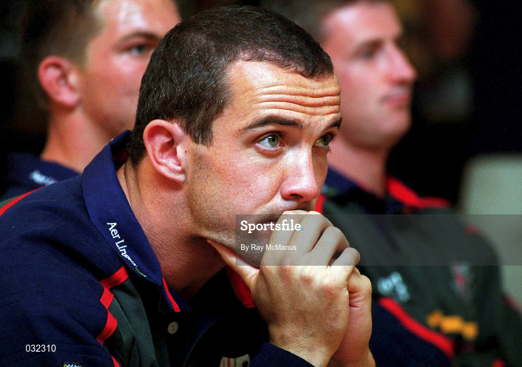 2 September 1999; London Irish captain Conor O'Shea during an announcement, at The Stoop in London, England, that Aer Lingus will be the club's new sponsor. Photo by Ray McManus/Sportsfile