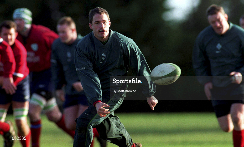 2 February 2000; David Humphreys during an Ireland Rugby training session at Greystones RFC in Wicklow. Photo by Matt Browne/Sportsfile