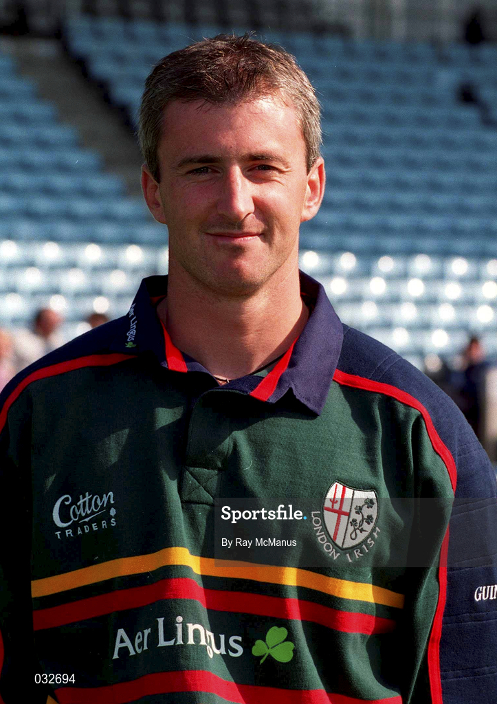 2 September 1999; Niall Woods of London Irish poses for a portait during an announcement, at The Stoop in London, England, that Aer Lingus will be the club's new sponsor. Photo by Ray McManus/Sportsfile