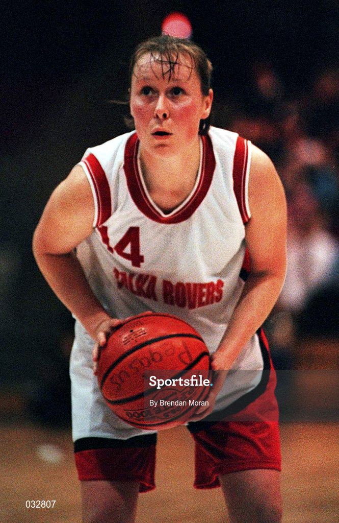 28 January 2001; Rachel Kelly of Tolka Rovers during the ESB Women's Cup Final between Wildcats and Tolka Rovers at the National Basketball Arena in Tallaght, Dublin. Photo by Brendan Moran/Sportsfile