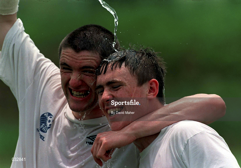 30 March 1999; Robbie Keane, left, and Richie Baker during a Republic of Ireland training session in Ibadan, Nigeria, at the 1999 FIFA World Youth Championship Finals. Photo by David Maher/Sportsfile