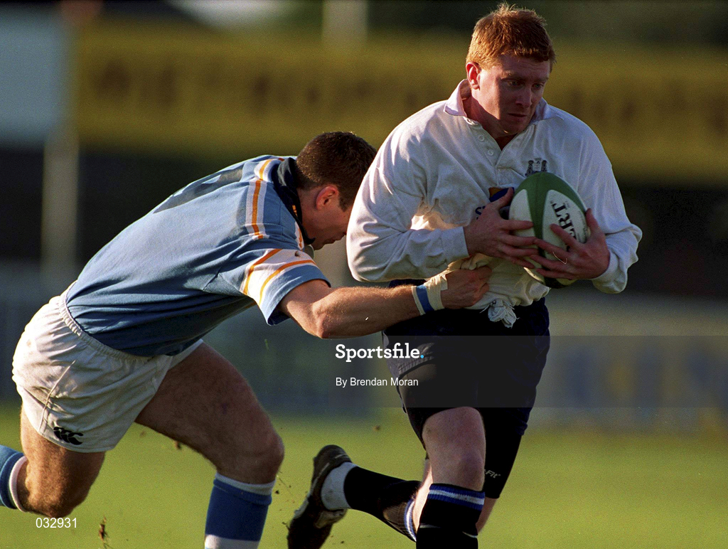 28 December 1999; Tom Kiernan of Cork Constitution in action against Tom Tierney of Garryowen during the AIB All-Ireland League Division 1 match between Cork Constitution and Garryowen at Temple Hill in Cork. Photo by Brendan Moran/Sportsfile