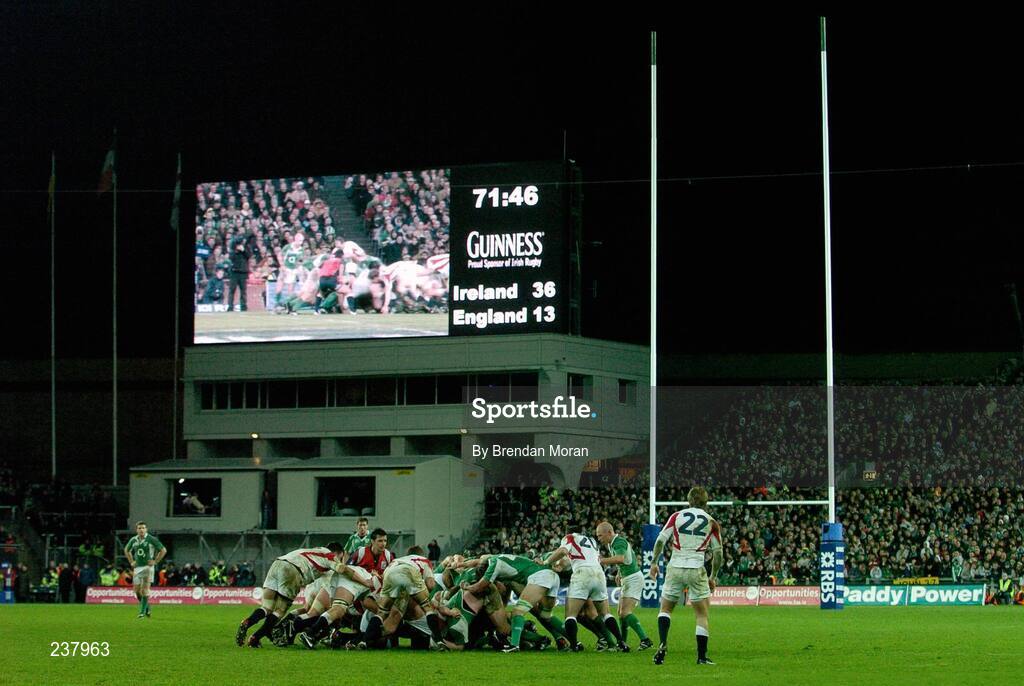 24 February 2007; A general view of rugby at Croke Park as the Ireland and England packs engage in a scrum during the RBS Six Nations Rugby Championship match between Ireland and England at Croke Park in Dublin. Photo by Brendan Moran/Sportsfile