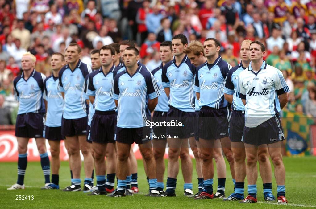 17 June 2007; The Dublin players stand for the National Anthem. Bank of Ireland Leinster Senior Football Championship Quarter-Final Replay, Dublin v Meath, Croke Park, Dublin. Picture credit: Ray McManus / SPORTSFILE