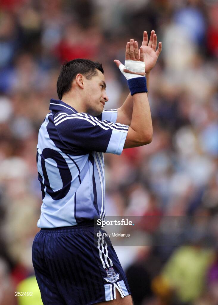 17 June 2007; Jason Sherlock applauds the Dublin supporters on Hill 16 after the game. Bank of Ireland Leinster Senior Football Championship Quarter-Final Replay, Dublin v Meath, Croke Park, Dublin. Picture credit: Ray McManus / SPORTSFILE