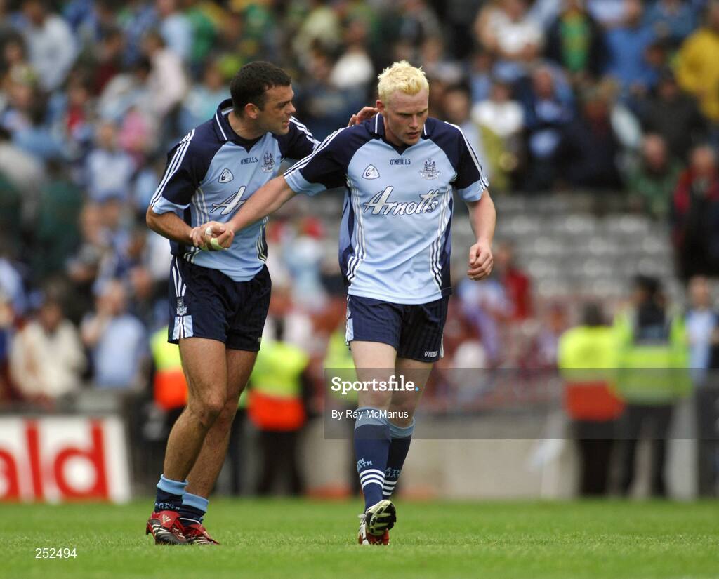 17 June 2007; Paul Casey congratulates his Dublin team-mate Mark Vaughan after the game. Bank of Ireland Leinster Senior Football Championship Quarter-Final Replay, Dublin v Meath, Croke Park, Dublin. Picture credit: Ray McManus / SPORTSFILE
