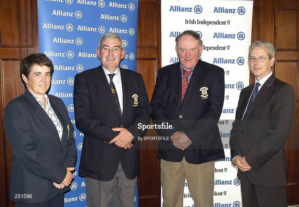 30 May 2007: Paul Collins, 1st from right, Allianz Sales Manager, is pictured alongside the third placed team in the Allianz - Irish Independent Executive Golf Trophy 2nd Round Qualifier, from left to right, Bronagh Lunney, Lady Captain of Slieve Russell Golf Club, Gerry O'Reilly, President of Slieve Russell Golf Club, and Bernard Cribbin, Mens Captain Slieve Russell Golf Club. Allianz - Independent Golf Classic, Slieve Russell Golf Club, Ballyconnell, Co. Cavan. Picture credit: SPORTSFILE