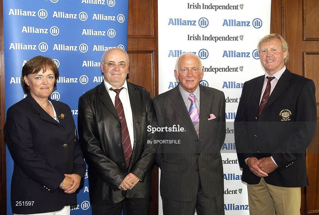 30 May 2007: Cecil Whelan, 2nd from right, Allianz - Irish Independent Executive Golf Trophy Event Organiser, is pictured alongside the fourth placed team in the Allianz - Irish Independent Executive Golf 2nd Round Qualifier, from left to right, Eilleen Boyce, Lady Captain of Ballybofey & Stranorlar Golf Club, Patsy O'Donnell, Honourary Secretary Ballybofey & Stranorlar Golf Club, and James McAliister, Mens Captain Ballybofey & Stranorlar Golf Club. Allianz - Independent Golf Classic, Slieve Russell Golf Club, Ballyconnell, Co. Cavan. Picture credit: SPORTSFILE       *** Local Caption ***