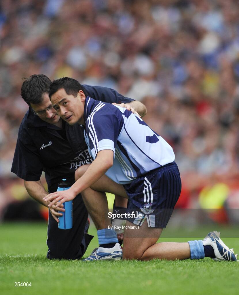 17 June 2007; Jason Sherlock is attended to by the Dublin physio John Murphy. Bank of Ireland Leinster Senior Football Championship Quarter-Final Replay, Dublin v Meath, Croke Park, Dublin. Picture credit: Ray McManus / SPORTSFILE
