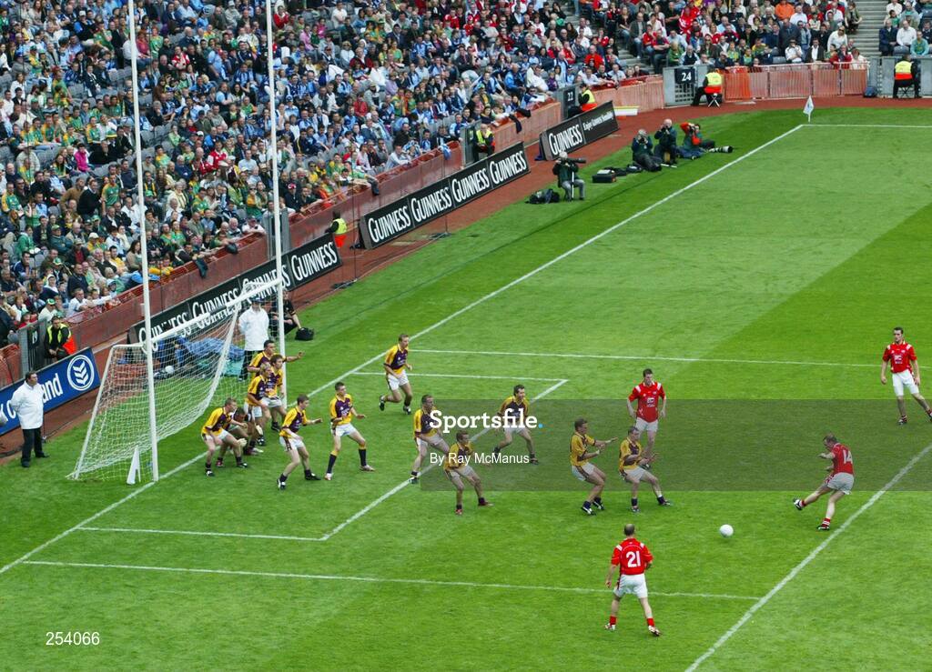 17 June 2007; Thirteen of the Wexford team combine to defend this last minute shot by Louth's Conal Keaney, from a free taken by Christy Grimes, which went wide. Bank of Ireland Leinster Senior Football Championship Quarter-Final, Louth v Wexford, Croke Park, Dublin. Picture credit: Ray McManus / SPORTSFILE