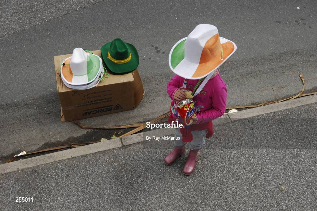 1 July 2007; Five-year-old Barbara O'Brien assists at her parents stall outside the ground. Bank of Ireland Munster Senior Football Championship Final, Kerry v Cork, Fitzgerald Stadium, Killarney, Co. Kerry. Picture credit: Ray McManus / SPORTSFILE