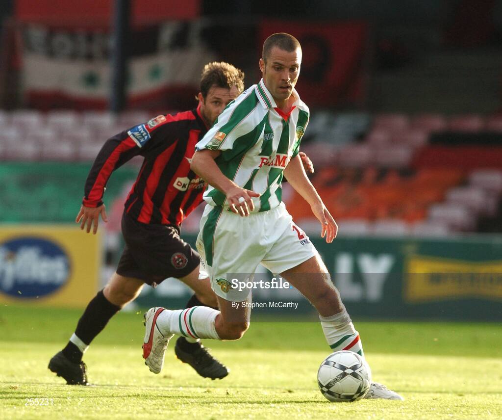 3 July 2007; Leon McSweeney, Cork City, in action against Dessie Byrne, Bohemians. eircom League of Ireland Cup Quarter-Final, Bohemians v Cork City, Dalymount Park, Dublin. Picture credit: Stephen McCarthy / SPORTSFILE