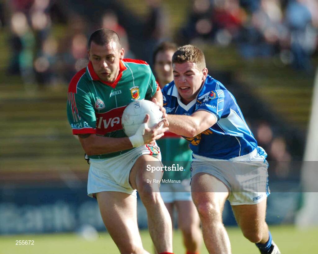 7 July 2007; Trevor Mortimer, Mayo, in action against Ray Cullivan, Cavan. Bank of Ireland All-Ireland Senior Football Championship Qualifier, Round 1, Mayo v Cavan, McHale Park, Castlebar, Co. Mayo. Picture credit: Ray McManus / SPORTSFILE