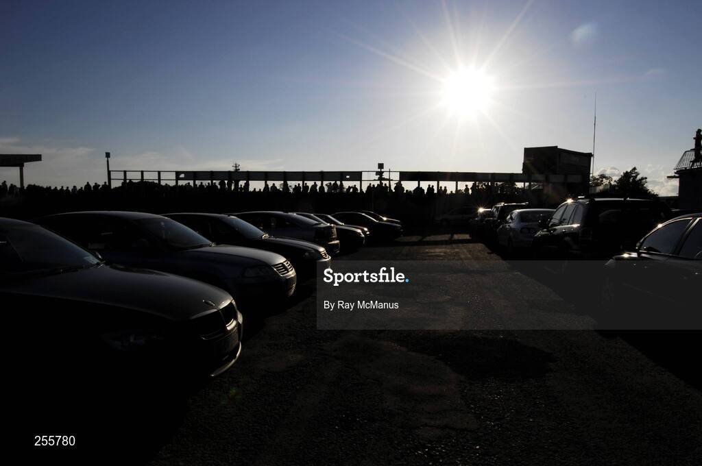 7 July 2007; Cars parked in a car park as supporters watch the last few minutes of the game. Bank of Ireland All-Ireland Senior Football Championship Qualifier, Round 1, Mayo v Cavan, McHale Park, Castlebar, Co. Mayo. Picture credit: Ray McManus / SPORTSFILE