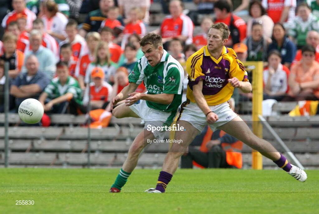 8 July 2007; Eamon Maguire, Fermanagh, in action against Niall Murphy, Wexford. Bank of Ireland All-Ireland Senior Football Championship Qualifier, Round 1, Fermanagh v Wexford, St Tighearnach's Park, Clones, Co. Monaghan. Picture credit: Oliver McVeigh / SPORTSFILE