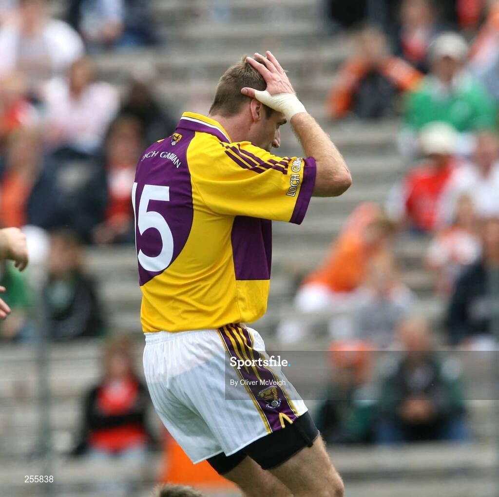 8 July 2007; Mattie Forde, Wexford, reacts to missing an open goal. Bank of Ireland All-Ireland Senior Football Championship Qualifier, Round 1, Fermanagh v Wexford, St Tighearnach's Park, Clones, Co. Monaghan. Picture credit: Oliver McVeigh / SPORTSFILE
